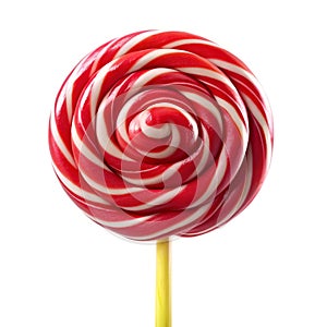 Red lollipop on white background