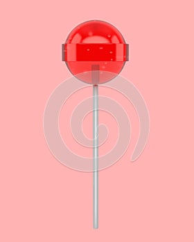 Red lolly pop on pink background