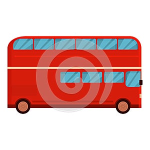 Red London bus icon cartoon vector. Tourist side truck