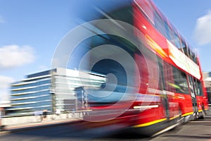 Red London Double Decker Bus Motion Blurred photo