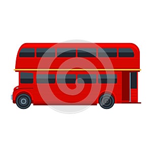 Red London Double Decker Bus on white background. Vector