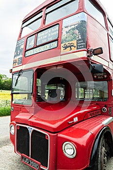 Red London Routemaster bus. No 14