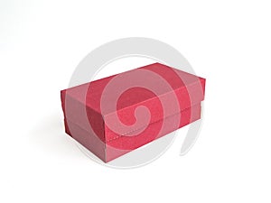 Red long craft box on white background. Place for text and logo. The concept of packaging, gift, holiday.