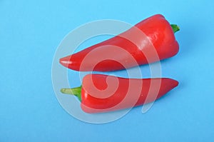 red long pepper on blue bacground