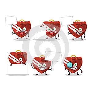 Red love gift box cartoon character bring information board
