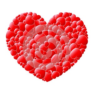 Red love hearts in a heart