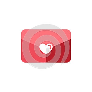 Red love letter envelope with heart in the middle logo icon design version 2