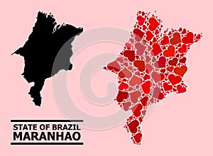 Red Love Mosaic Map of Maranhao State