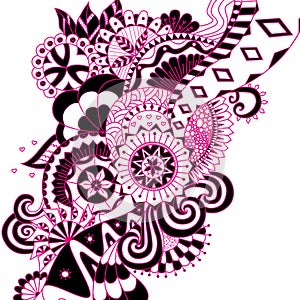 Red Love zentangle style for coloring book or background