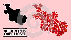 Red Lovely Pattern Map of Overijssel Province