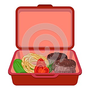 Red lunchbox icon, cartoon style