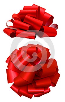 Red lush bow isolated over white, clipping path