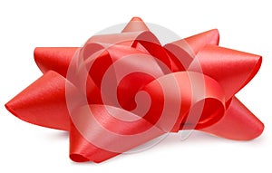 Red lush bow side view isolated with path