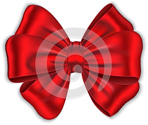 Red luxurious gift bow on white