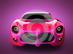Red luxury brandless sport car on pink background