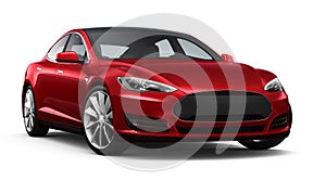 Red luxury car on white background