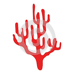 Red luxury coral isolated with on a white background. Logo for diving, diving, diving to the bottom of the ocean, sea, photo shoot