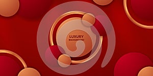 Red luxury elegant background with golden and red circle element. abstract decoration lucky chinese