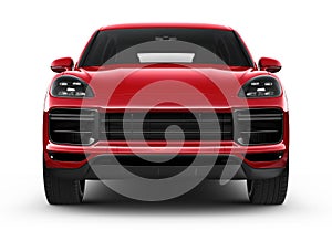 Red luxury SUV car on white background