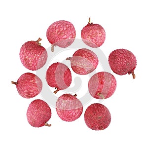 red lychees isolated on white