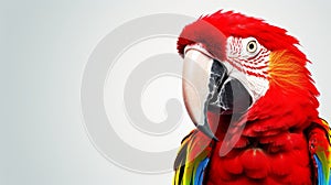 Colorful Macaw On Grey Background: Minimalistic Advertising Style photo