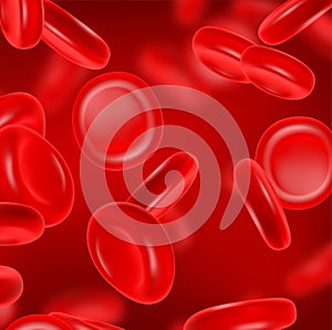 Red macro blood cells realistic vector illustration.