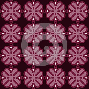 Red magenta violet pink mandala art seamless pattern floral design background vector illustration