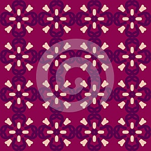 Red magenta violet pink mandala art seamless pattern floral design background vector illustration