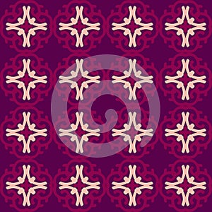 Red magenta violet pink mandala art seamless pattern floral design background vector illustration