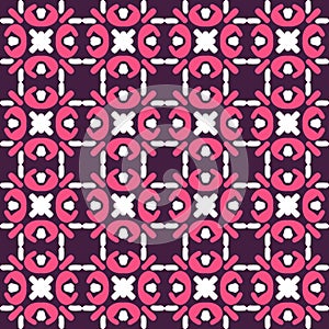 Red magenta violet pink mandala art seamless pattern floral design background vector illustration