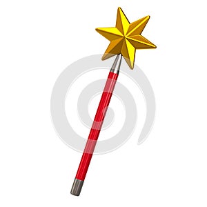 Red magic star wand 3d illustration