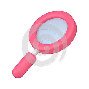 Red magnifying glass isometric icon 3d vector illustration.