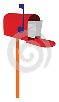 Red mail box, illustration, vector