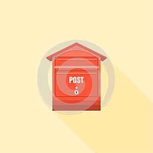 Red mail box post illustration isolated with long shadow
