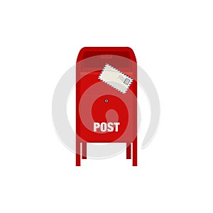 Red mail post box vector illustration