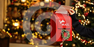 Red mailbox for letters to santa claus