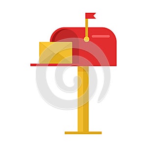 Red mailbox with yelow envelope. Vector