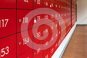 Red mailboxes locker
