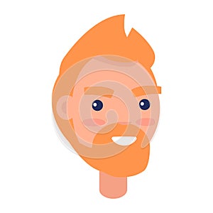 Red Male Character Face Front View Illustration