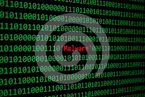 Red Malware and Binary code Concept Security and Malware attack.