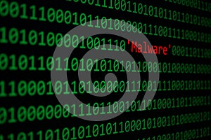 Red Malware and Binary code Concept Security and Malware attack.