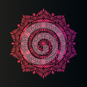 red mandala vector design illustration with rounded floral eps file