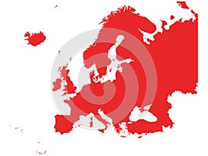 Red map of Europe