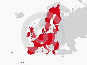 Red map of European Union