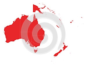 Red Map of Oceania