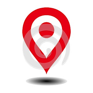 Red map pin icon on white background. Vector illustration. Location pin icon on simple maps or GPS in flat vector format.