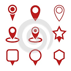 Red map pin location icons for apps and websites