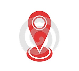 Red map pointer, GPS location symbol, map marker of place