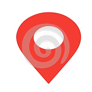 Red Map Pointer Icon Isolated on White
