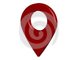 Red map pointer pin, 3d icon isolated on white
